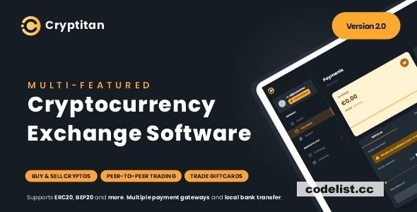 Cryptitan v2.3.1 - Crypto Multi-featured Exchange with ERC20 & BEP20 Crypto Support - Giftcard Marketplace 
