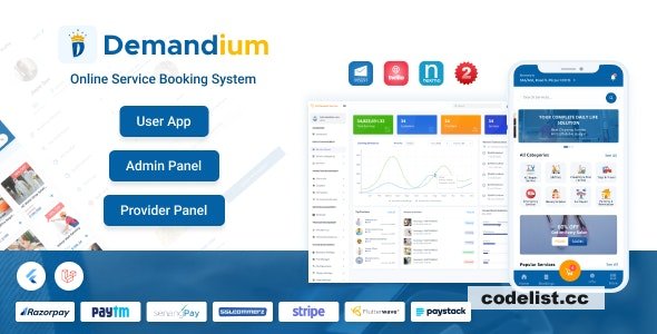 Demandium v1.1 - Multi Provider On Demand, Handyman, Home service App with admin panel - nulled