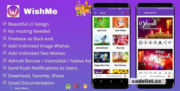 WishMe v1.5 - Festival Wishes Android App With Firebase Back-end