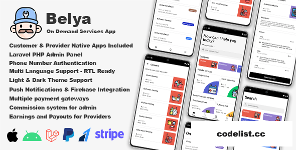Belya v3.0 - On Demand Service App | Customer & Provider Apps with Admin Panel