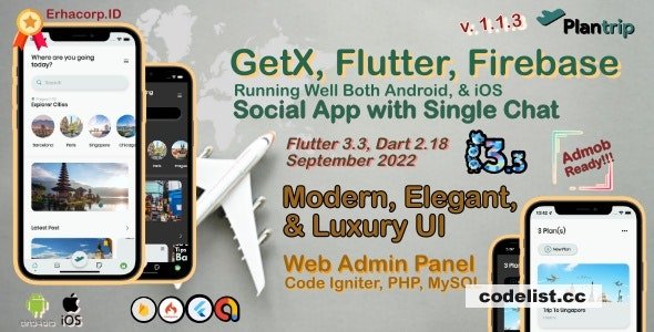PlanTrip v1.1.3 - Social Flutter v.3.3 Full App with Chat | Web Admin Panel | Google Admob