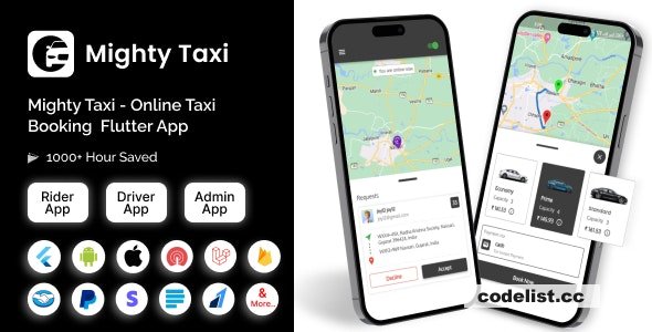 MightyTaxi v2.0 - Flutter Online Taxi Booking Full Solution | User App | Admin Laravel Panel | Driver app