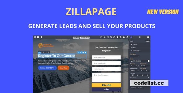 Zillapage v1.1.9 – Landing page and Ecommerce builder – nulled