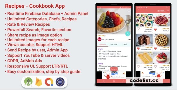 Recipes v1.6 - Cookbook App for Android with Admin Panel