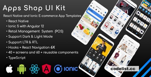 Apps Shop UI kit (POS) v2.5 - React Native & Ionic Angular E-Commerce Templates (Grocery,Food, Fashion)