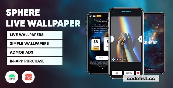 Sphere 1.0.1 - Live Wallpaper App | Android Wallpaper app with admin panel (Laravel)