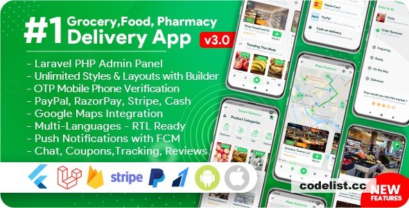 Grocery, Food, Pharmacy, Store Delivery Mobile App with Admin Panel v3.0