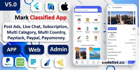 Mark Classified App v5.0 - Classified App Multi Payment Gateways Integrated