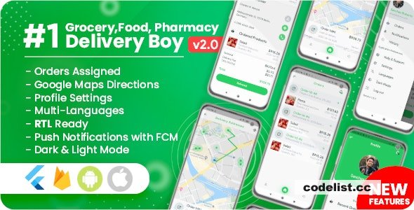 Delivery Boy for Groceries, Foods, Pharmacies, Stores Flutter App v2.0.0