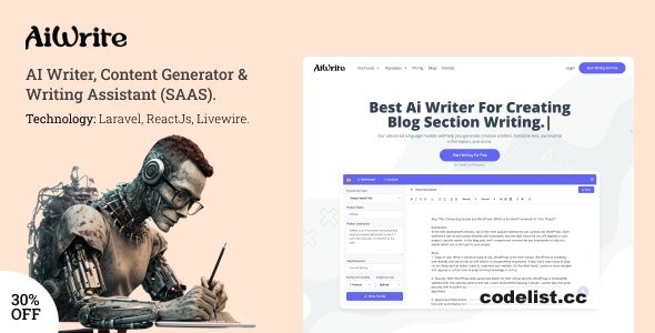 AiWrite v1.5 - AI Writer, Content Generator & Writing Assistant Tools(SAAS)