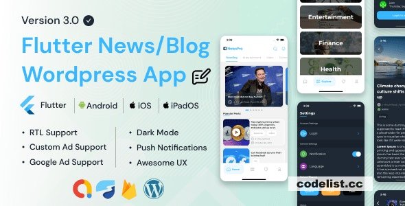 NewsPro v3.0 - Blog/News/Article App For Wordpress