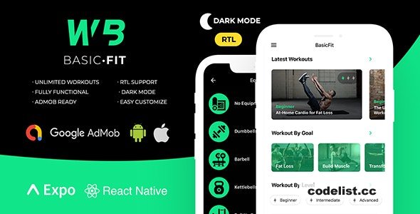 FitBasic v2.0 - Complete React Native Fitness App + Multi-Language + RTL Support