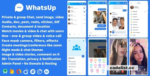 WhatsUp v1.0 - WhatsApp Clone Chat Groups Video & Audio Call Zoom Watch Party Chatting Social Network App