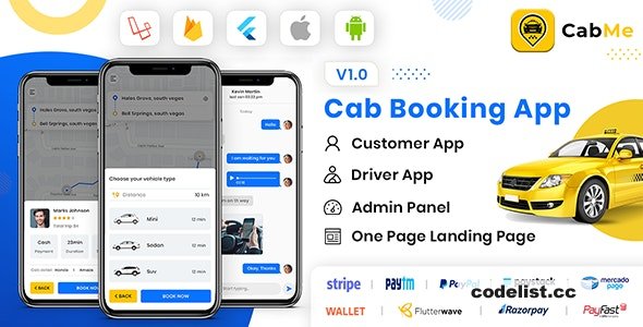 CabME v1.0 - Flutter Complete Taxi Booking Solution 
