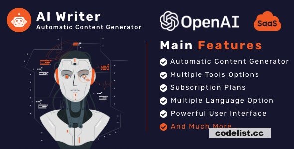 AI Writer SaaS v1.0 - Powerful Automatic Content Generator Tools & Writing Assistant