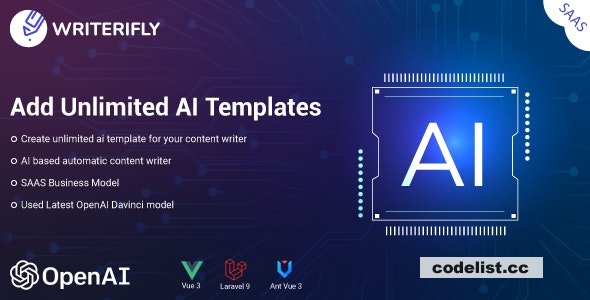 Writerifly v1.0.1 - OpenAI Writer Assistant With Dynamic Writing Templates (SAAS)