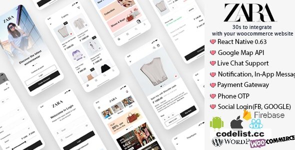 Zara App v1.0 - React Native Woocommerce