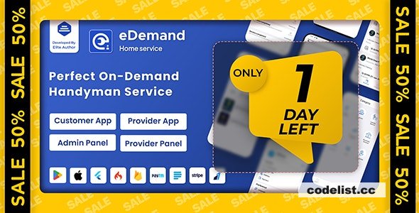 eDemand v1.4.0 - Multi Vendor On Demand Handy Services, Handyman with Flutter App & Admin panel