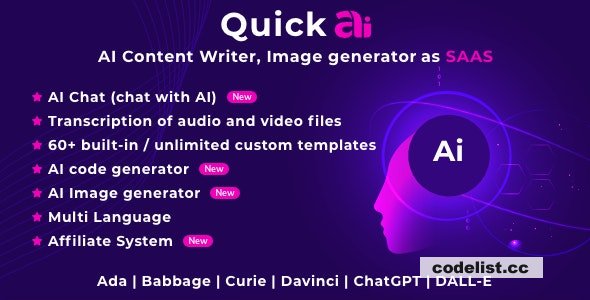 QuickAI OpenAI v2.8 - ChatGPT - AI Writing Assistant and Content Creator as SaaS - nulled