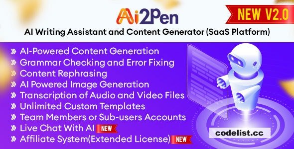 Ai2Pen v2.7 – AI Writing Assistant and Content Generator (SaaS Platform) - nulled