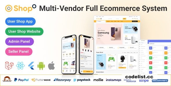 Shopo eCommerce v4.0 - Multivendor eCommerce Flutter App with Admin Panel & Website