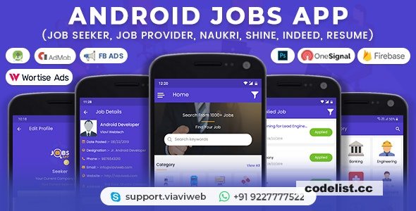 Android Jobs App v1.4 - Job Seeker, Job Provider, Naukri, Shine, Indeed, Resume