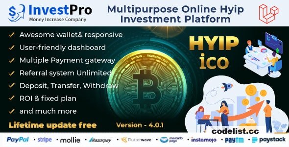 Hyip InvestPro v4.0.1 – Advance HYIP & ICO Investment Wallet & Banking Platform