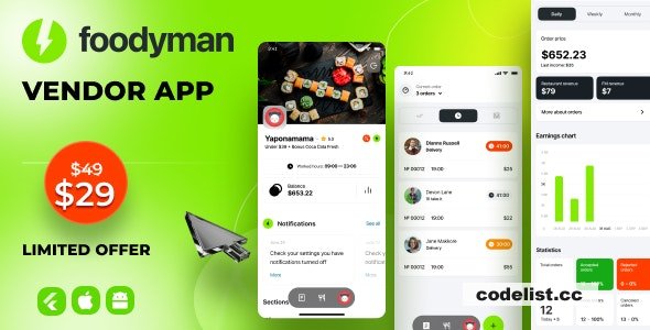 Foodyman v2023-4 - Vendor App (iOS & Android) 