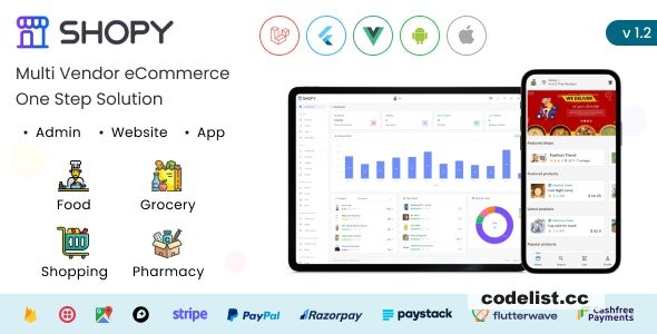 Shopy - Multivendor eCommerce, Food, Grocery, Pharmacy Delivery Flutter App + Admin & Website