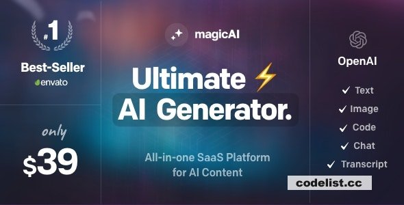 MagicAI v3.2 - OpenAI Content, Text, Image, Chat, Code Generator as SaaS - nulled