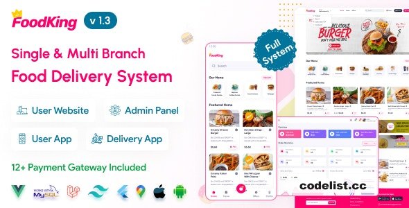 FoodKing v1.3 - Restaurant Food Delivery System with Admin Panel & Delivery Man App | Restaurant POS
