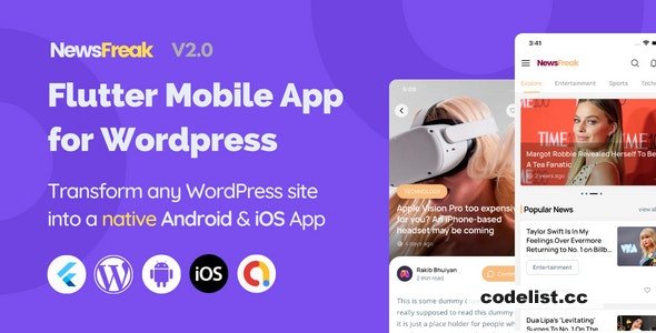 Newsfreak v2.1.2 - Flutter Mobile App for WordPress