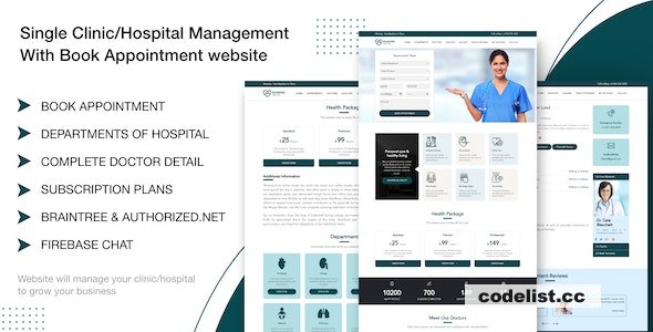 Single Clinic/Hospital Management With Book Appointment website v1.0