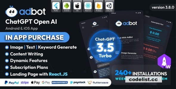 AdBot v3.8.1 - ChatGPT Open AI Android and iOS App