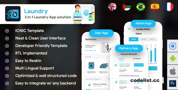 Quickwash v2.8 - 6 App Template - Laundry Booking App