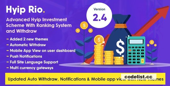 Hyip Rio v2.4 - Advanced Hyip Investment Scheme With Ranking System and Automatic Withdraw 