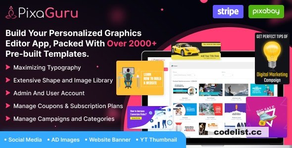 PixaGuru v1.0 - SAAS Platform to Create Graphics, Images, Social Media Posts, Ads, Banners, & Stories