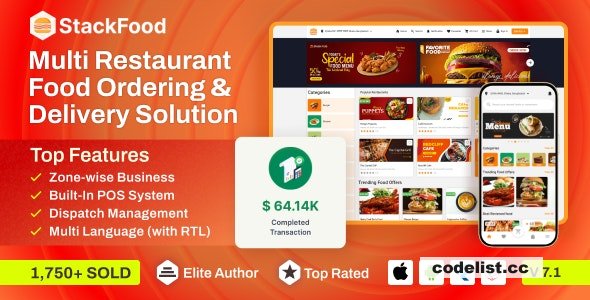 StackFood v7.1 - Multi Restaurant Food Delivery App with Laravel Admin and Restaurant Panel - nulled