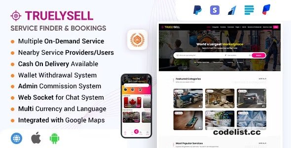 TruelySell v2.3.0 - Multi Vendor online Service Booking Marketplace and Nearby Service Finder Software