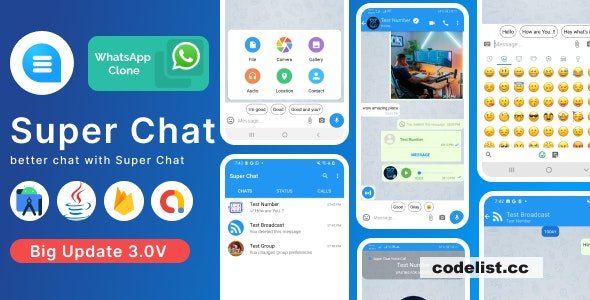 Super Chat v3.1 - Android Chatting App with Group Chats and Voice/Video Calls - Whatsapp Clone