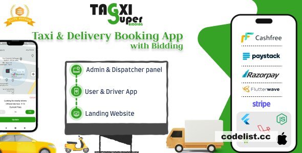 Tagxi​​ Super Bidding v2.4 - 带投标选项的出租车 + 送货完整解决方案