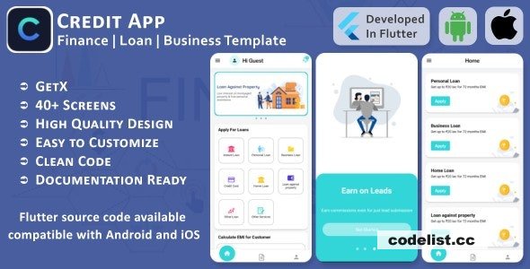 Credit App v1.1 - Finance, Loan, Business - Flutter Mobile UI Template/Kit (Android, iOS)