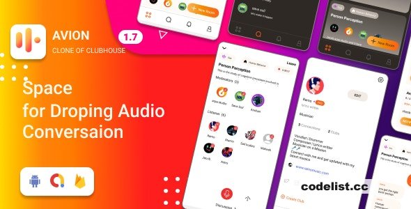 Avion v1.7 - Social Audio App Clone of Clubhouse social networking app with admob