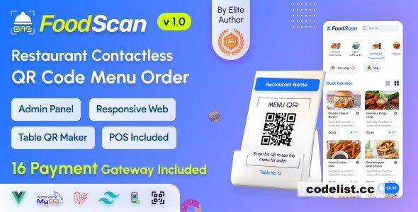 FoodScan v1.2 - Qr Code Restaurant Menu Maker and Contactless Table Ordering System with Restaurant POS