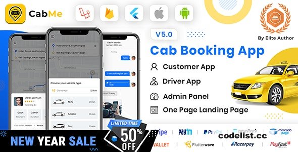CabME v5.0 - Flutter Complete Taxi app - Taxi Booking Solution 