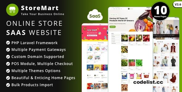 StoreMart SaaS v3.6 - Online Product Selling Business Website Builder - nulled