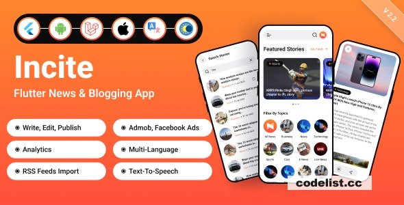 Incite v2.2 - Short News App & Web, Blog App with Laravel Admin Panel for Android & iOS