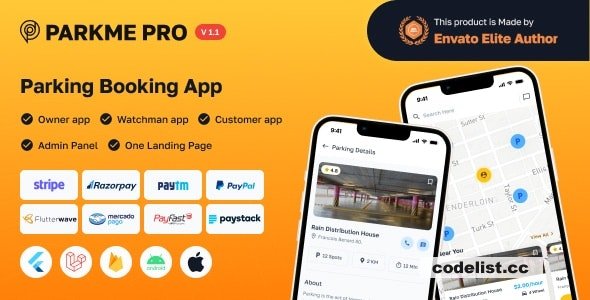ParkMePRO v1.2 - Flutter Complete Car Parking App with Owner and WatchMan app