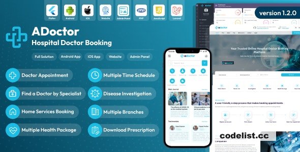 ADoctor v1.2.0 - Hospital Doctor Booking Android and iOS App - nulled