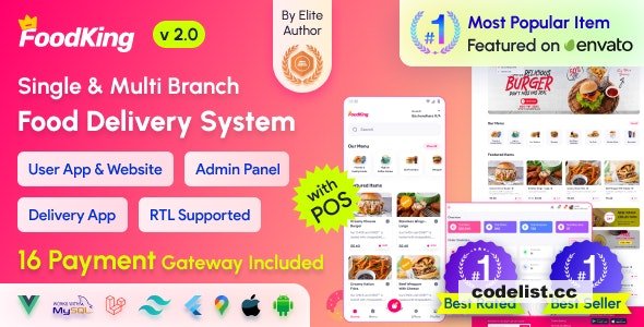 FoodKing v2.2 - Restaurant Food Delivery System with Admin Panel & Delivery Man App - Restaurant POS - nulled
